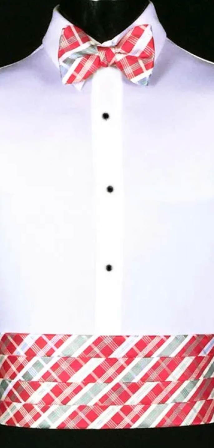 WHITE PINK CUMMERBUND